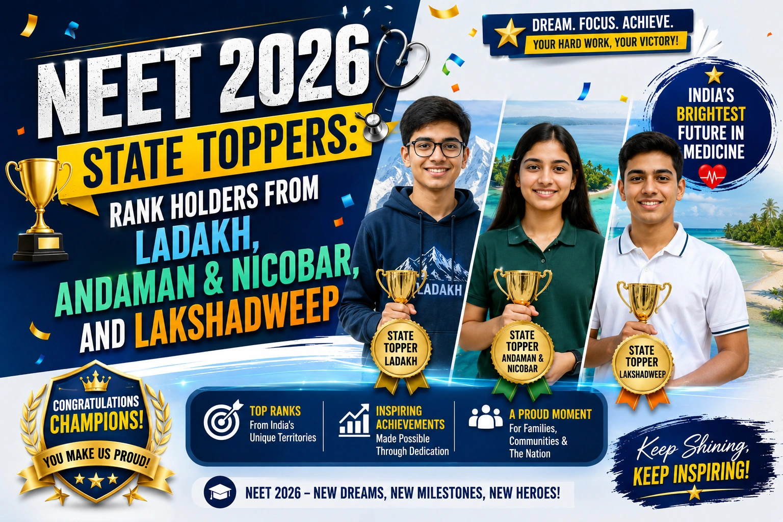 NEET 2026 State Toppers: Rank Holders from Ladakh, Andaman & Nicobar, and Lakshadweep